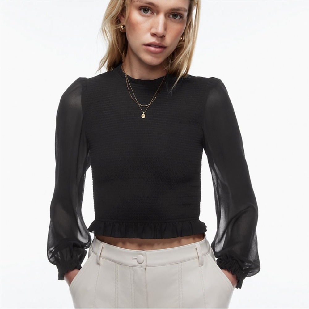 Wilfred Black Sheer Sleeve Blouse